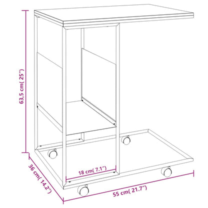 Beistelltisch mit Rollen Schwarz 55x36x63,5 cm Holzwerkstoff