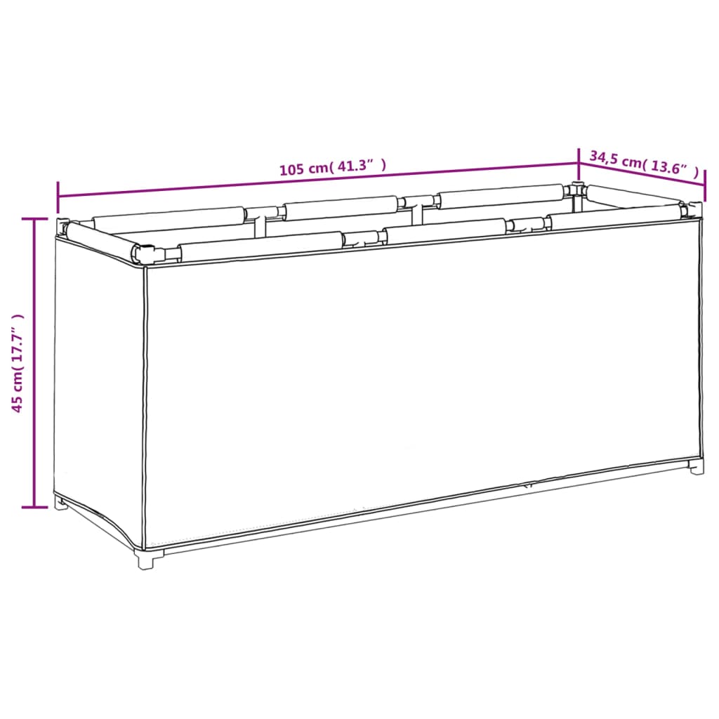 Boîte de rangement gris 105x34,5x45 cm en tissu