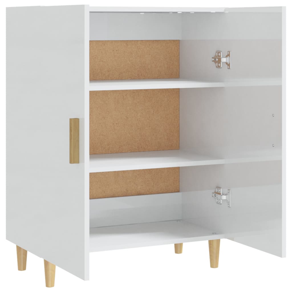 Buffet blanc brillant 70x34x90 cm en bois