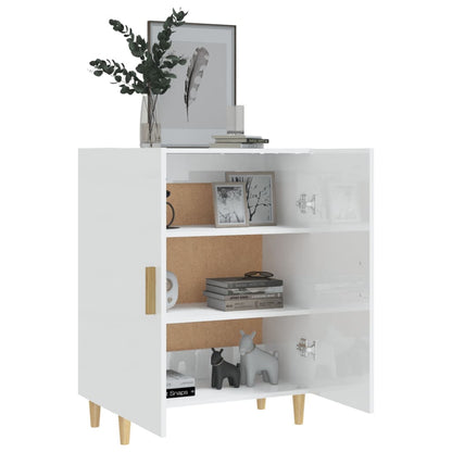 Buffet blanc brillant 70x34x90 cm en bois