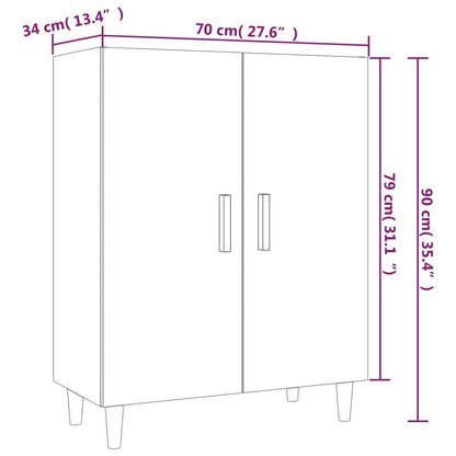 Buffet blanc brillant 70x34x90 cm en bois