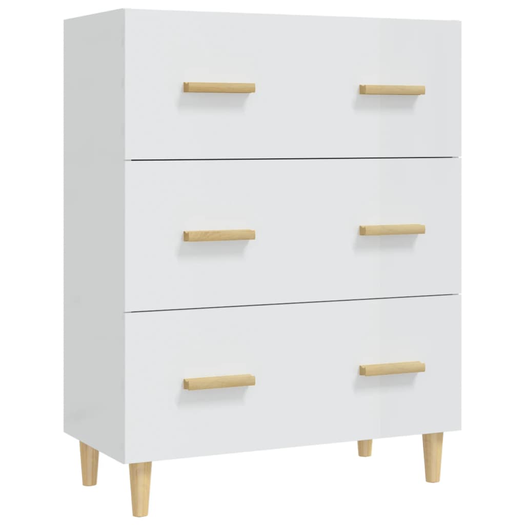 Buffet blanc brillant 70x34x90 cm en bois