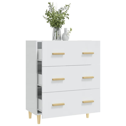 Buffet blanc brillant 70x34x90 cm en bois