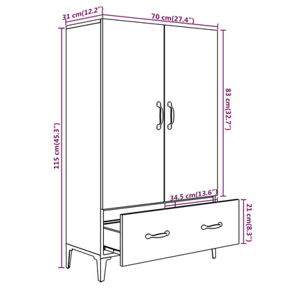 Buffet haut noir 70x31x115 cm en bois