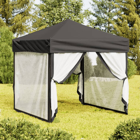 Carpa para fiestas plegable con paredes laterales antracita 2x2 m