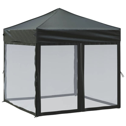 Tente de fête pliable avec parois latérales noire 2x2 m