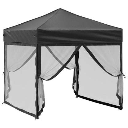 Tente de fête pliable avec parois latérales noire 2x2 m