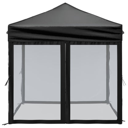 Tente de fête pliable avec parois latérales noire 2x2 m