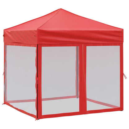 Tente de fête pliable avec parois latérales rouge 2x2 m