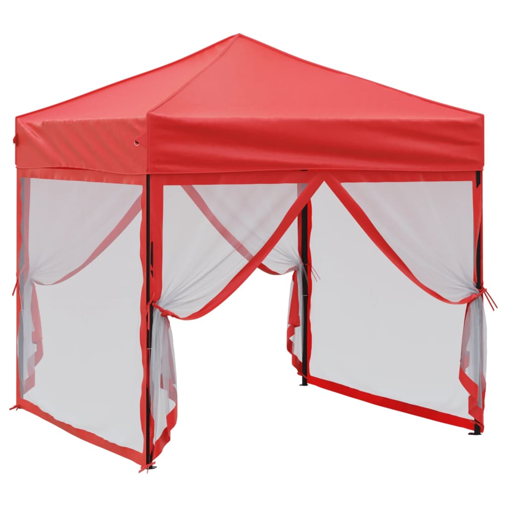 Tente de fête pliable avec parois latérales rouge 2x2 m