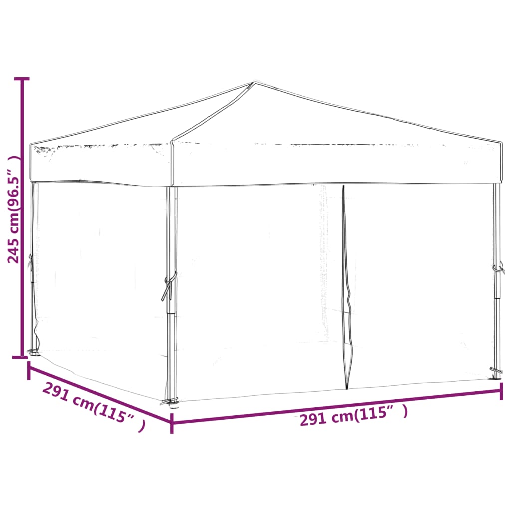 Tente de fête pliable avec parois latérales blanc 3x3 m