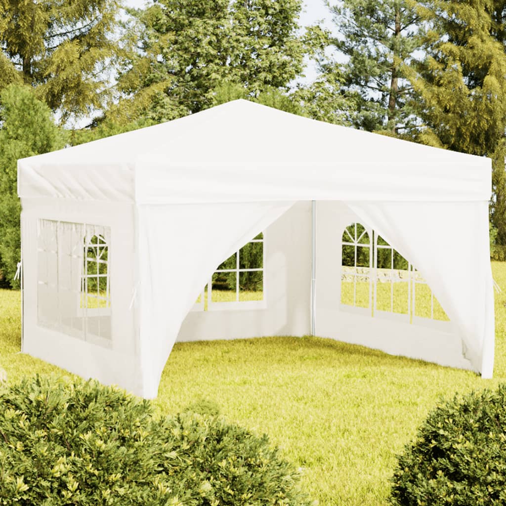 Tente de fête pliable avec parois latérales blanc 3x3 m