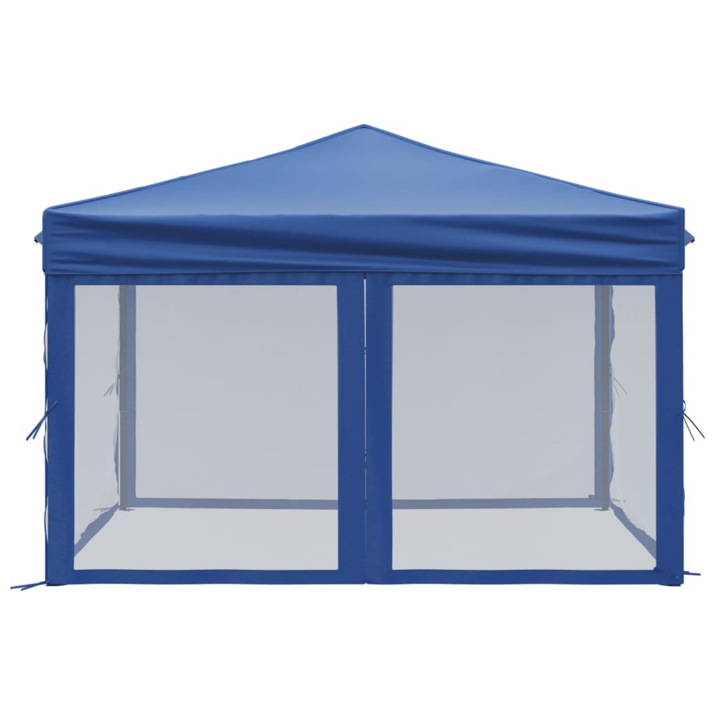 Tente de fête pliable avec parois latérales bleue 3x3 m