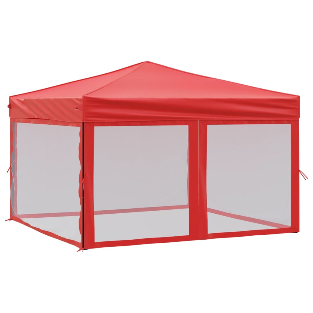 Tente de fête pliable avec parois latérales rouge 3x3 m