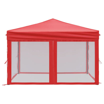 Tente de fête pliable avec parois latérales rouge 3x3 m