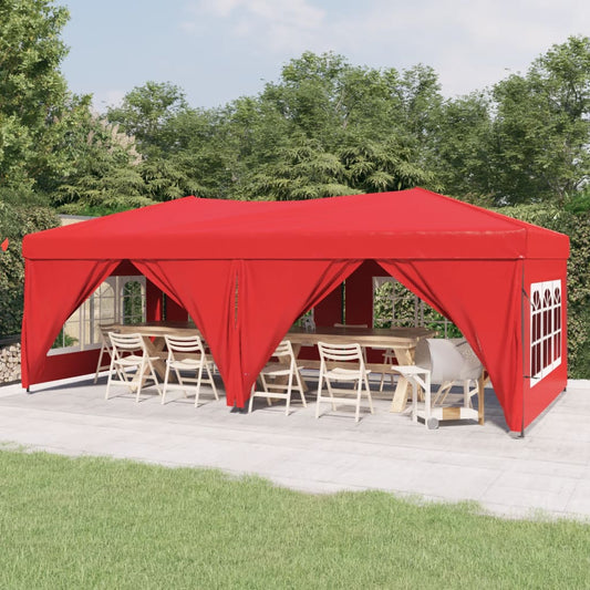 Carpa para fiestas plegable con paredes laterales roja 3x6 m