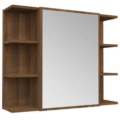 Armoire de toilette avec miroir aspect chêne marron 80x20,5x64cm matériau bois