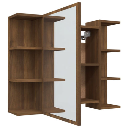 Armoire de toilette avec miroir aspect chêne marron 80x20,5x64cm matériau bois