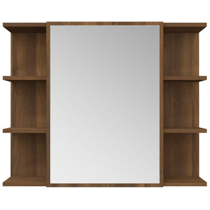 Armoire de toilette avec miroir aspect chêne marron 80x20,5x64cm matériau bois