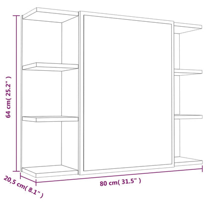 Armoire de toilette avec miroir aspect chêne marron 80x20,5x64cm matériau bois