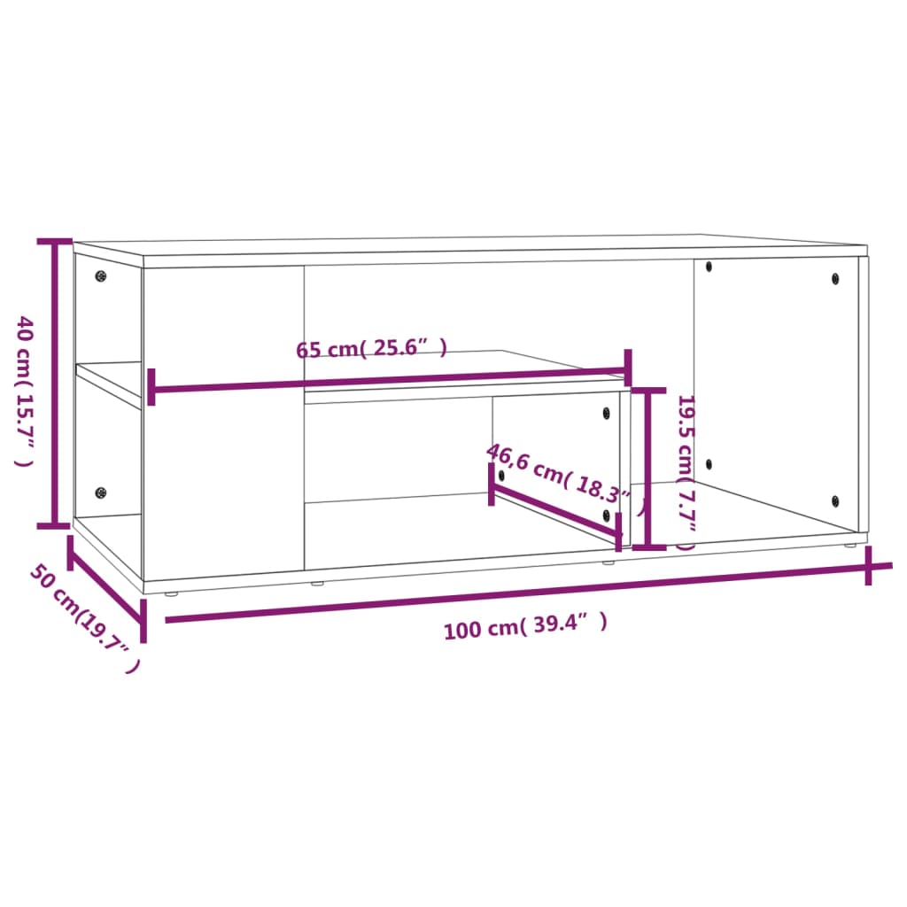 Couchtisch Braun Eichen-Optik 100x50x40 cm Holzwerkstoff