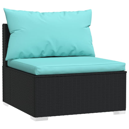 2-tlg. Garten-Lounge-Set mit Kissen Poly Rattan Schwarz