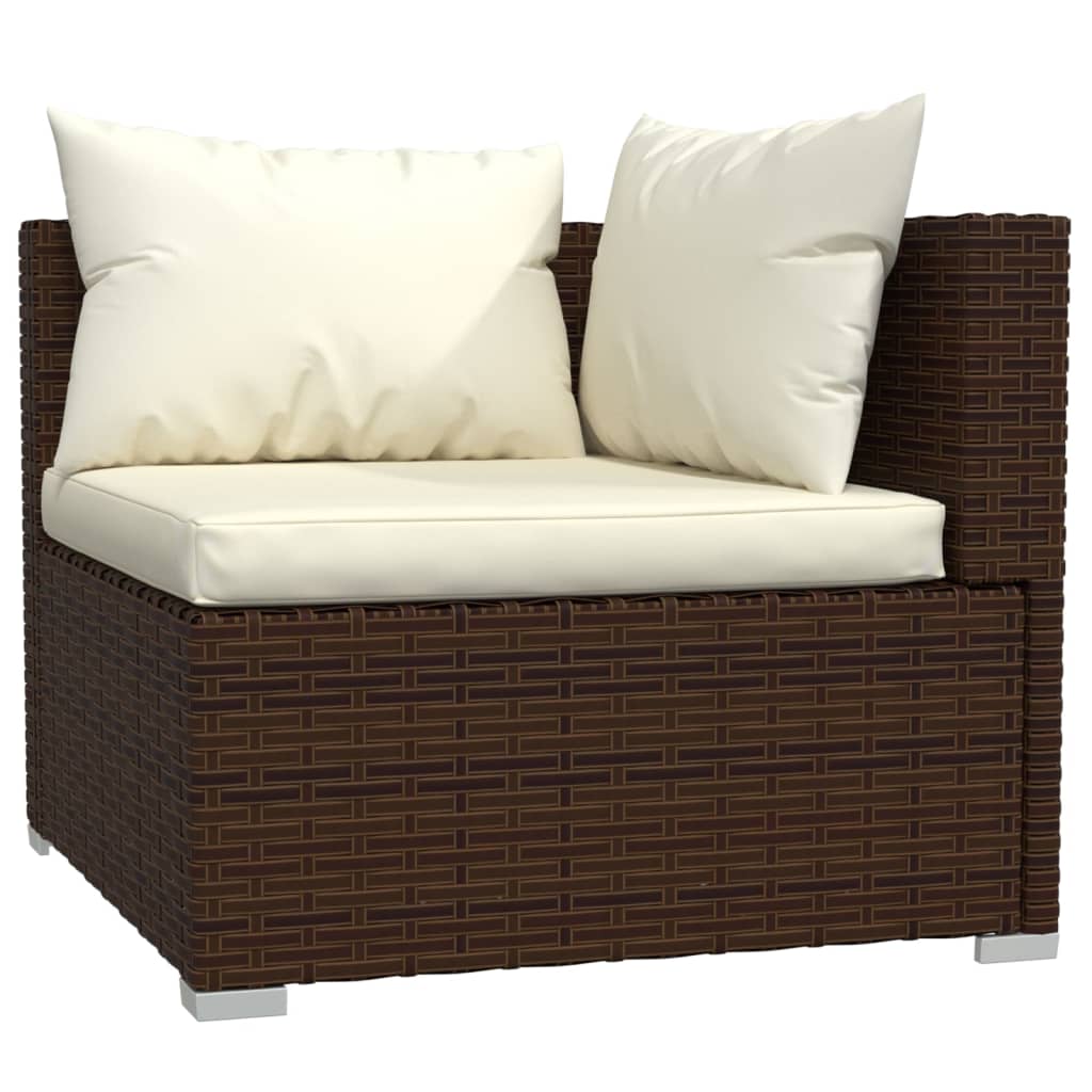 12-tlg. Garten-Lounge-Set mit Kissen Poly Rattan Braun