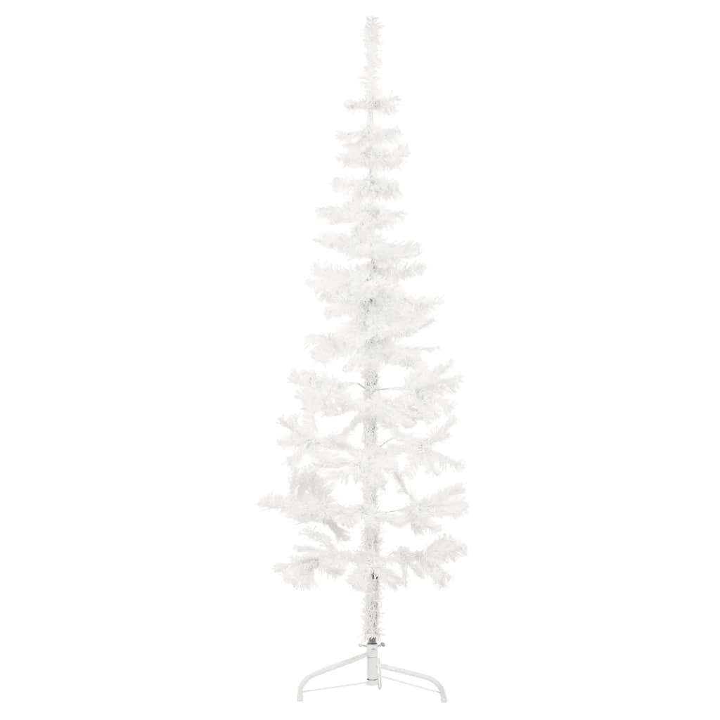 Demi-sapin de Noël artificiel avec support Slim blanc 180 cm