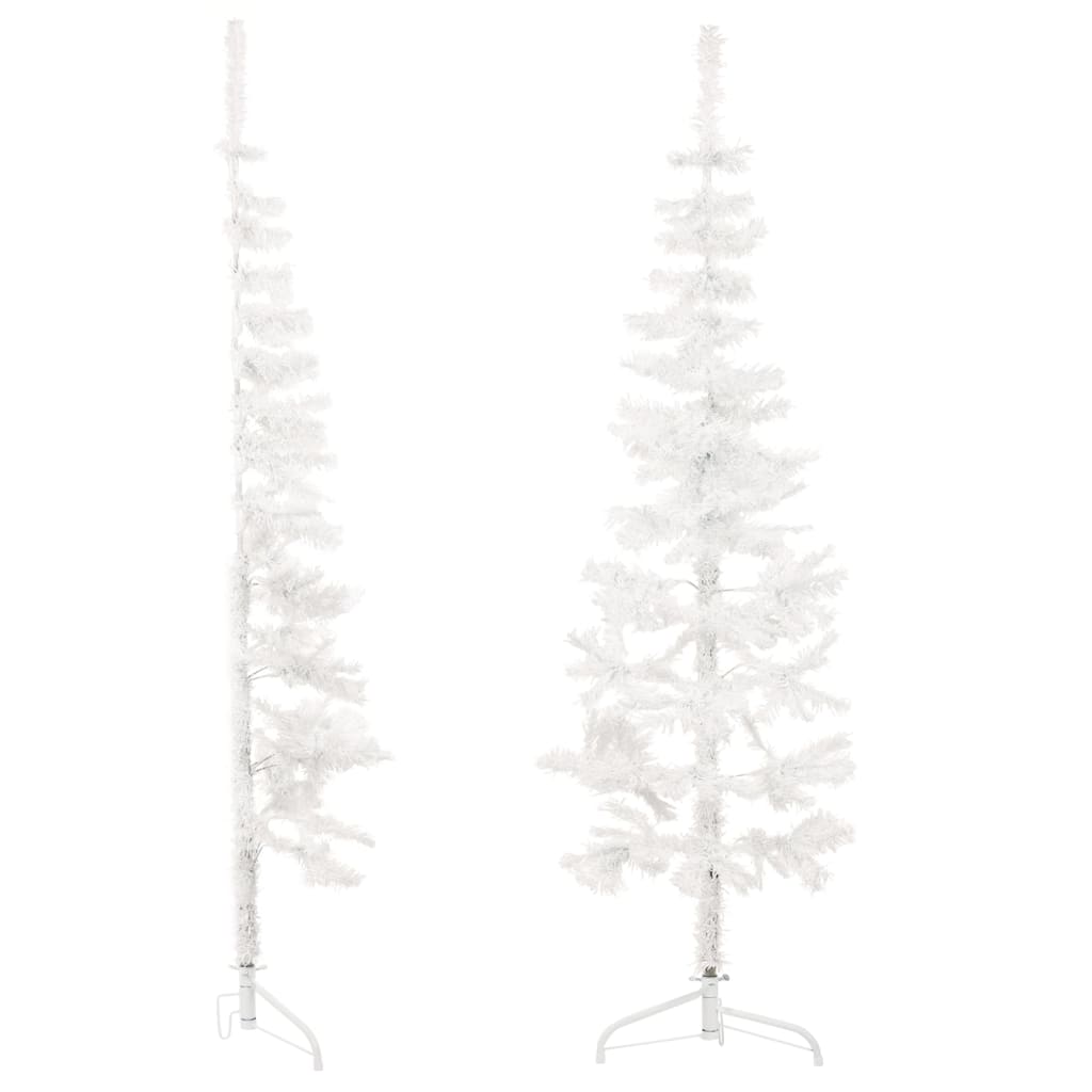 Demi-sapin de Noël artificiel avec support Slim blanc 180 cm