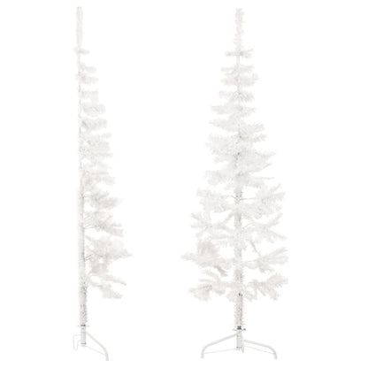 Demi-sapin de Noël artificiel avec support Slim blanc 180 cm