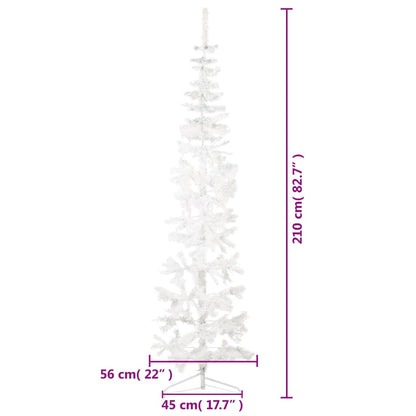 Künstlicher Halb-Weihnachtsbaum mit Ständer Schlank Weiß 210 cm