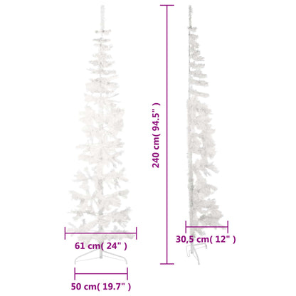 Künstlicher Halb-Weihnachtsbaum mit Ständer Schlank Weiß 240 cm