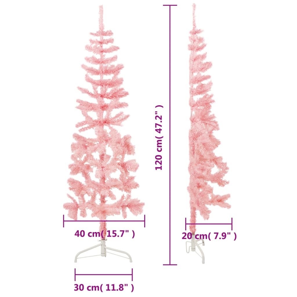 Künstlicher Halb-Weihnachtsbaum mit Ständer Schlank Rosa 120 cm