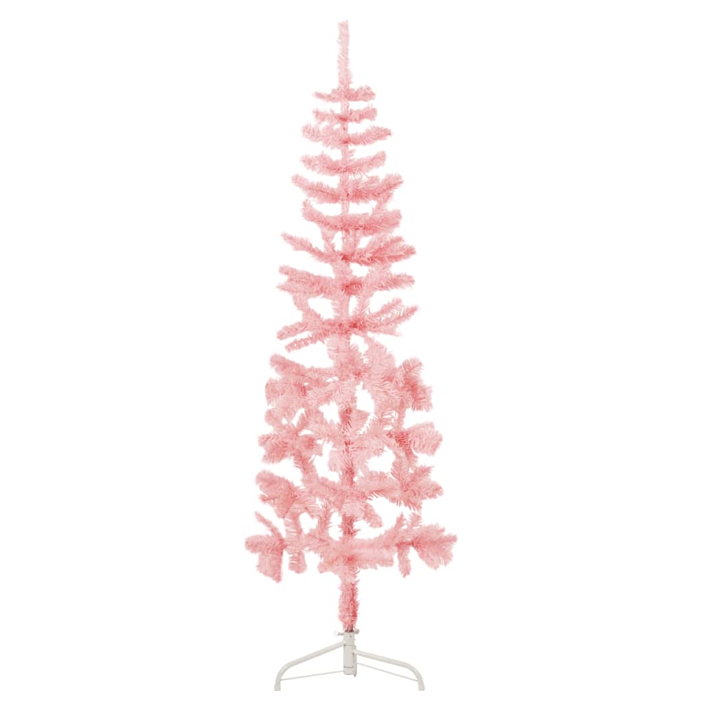 Künstlicher Halb-Weihnachtsbaum mit Ständer Schlank Rosa 150 cm