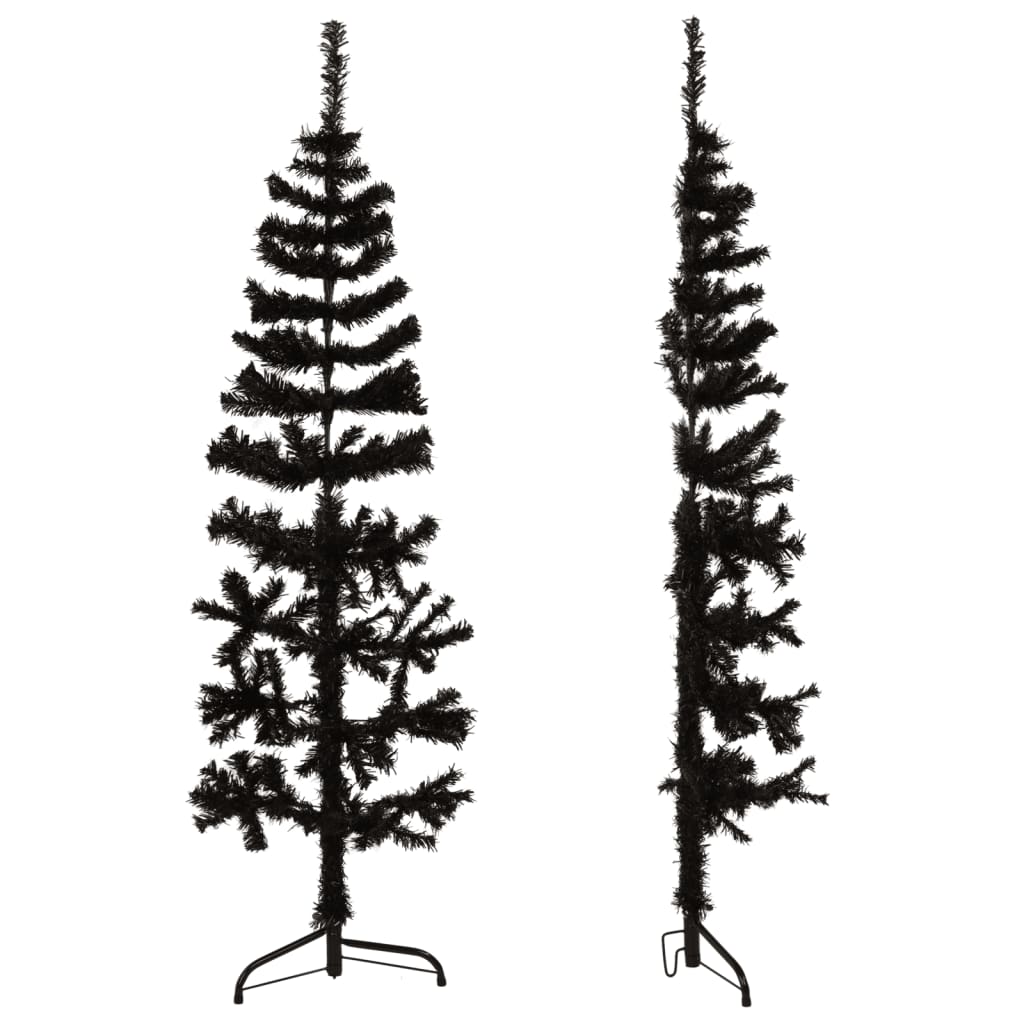 Künstlicher Halb-Weihnachtsbaum Ständer Schlank Schwarz 120 cm