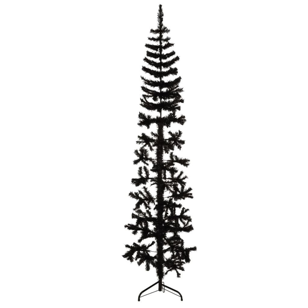 Demi-pied de sapin de Noël artificiel Slim noir 210 cm