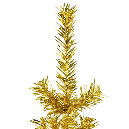 Künstlicher Halb-Weihnachtsbaum mit Ständer Schlank Gold 180 cm