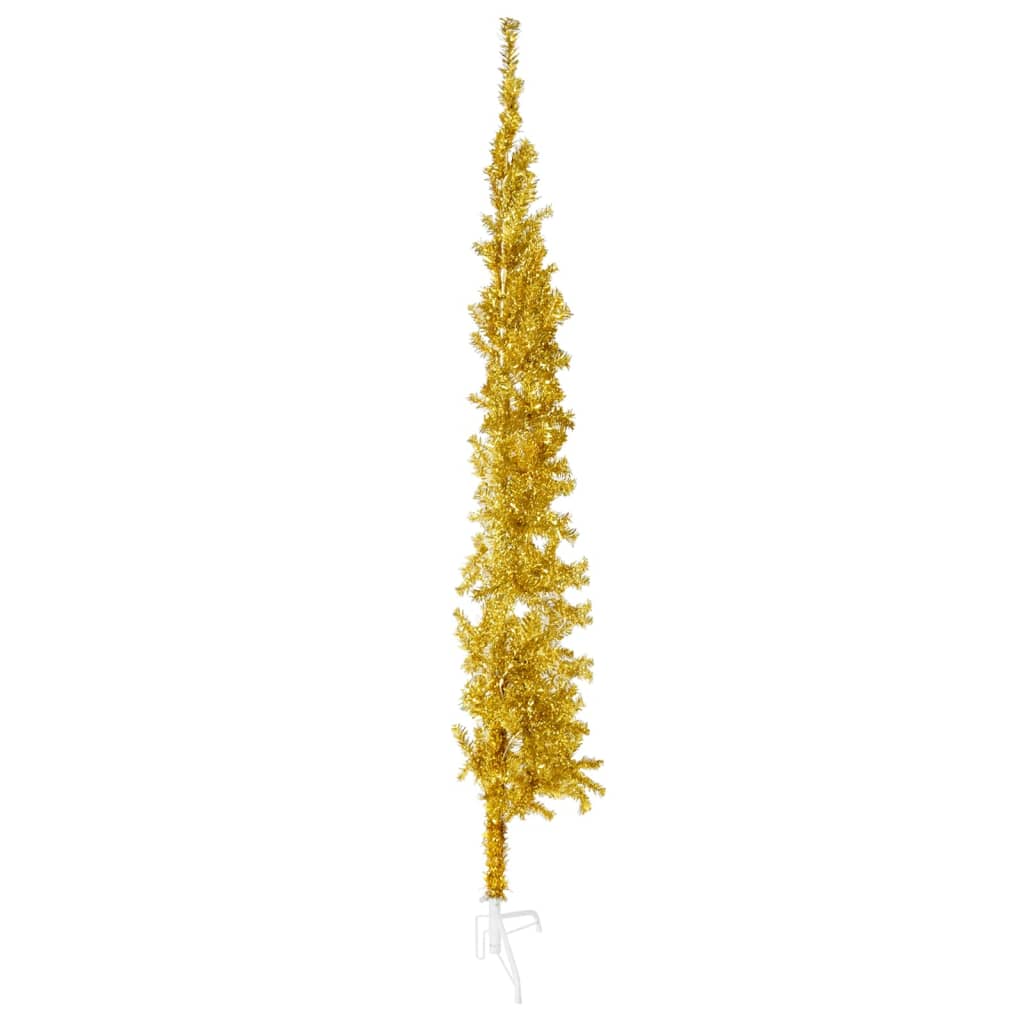 Künstlicher Halb-Weihnachtsbaum mit Ständer Schlank Gold 240 cm