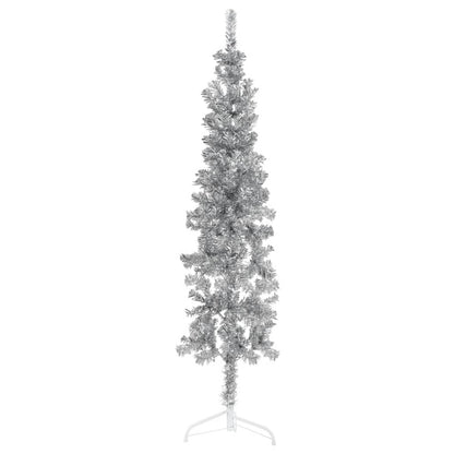 Demi-pied de sapin de Noël artificiel Slim argenté 150 cm