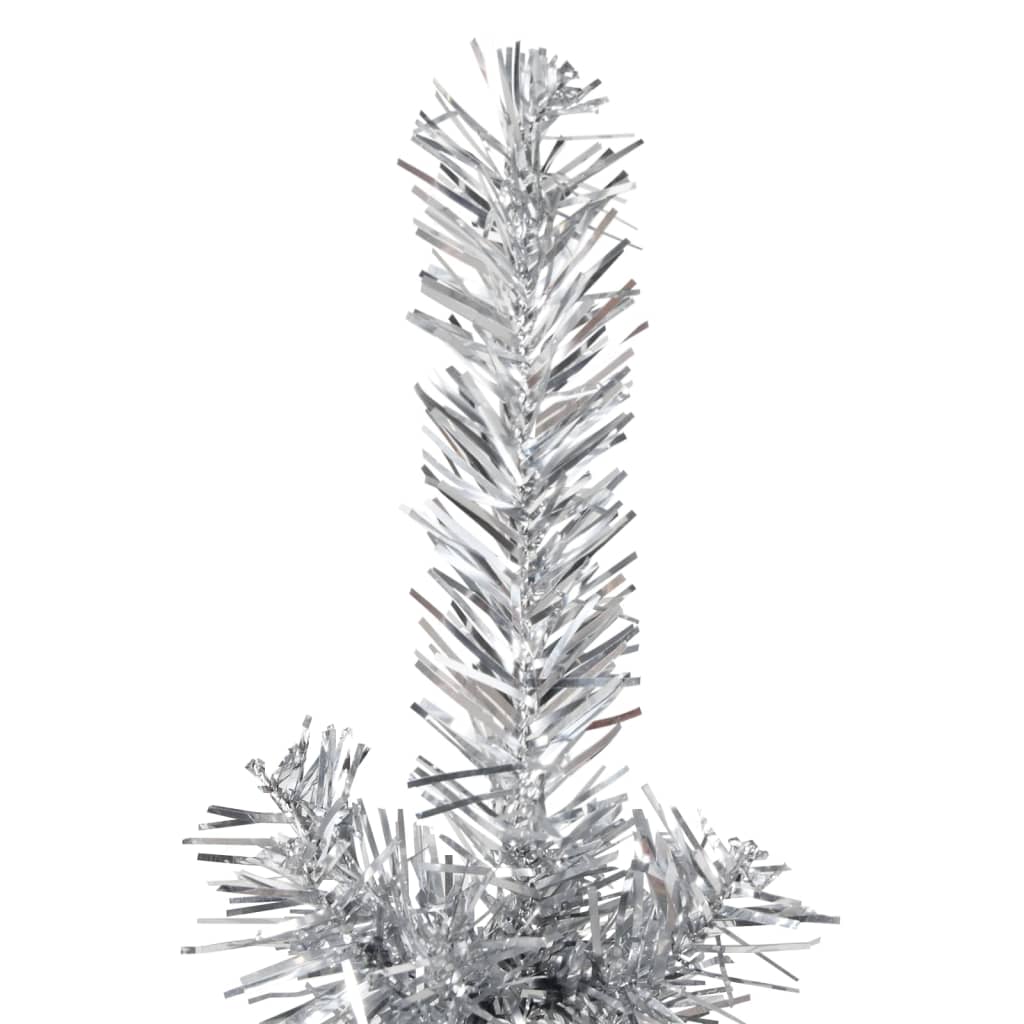 Demi-pied de sapin de Noël artificiel Slim argenté 150 cm