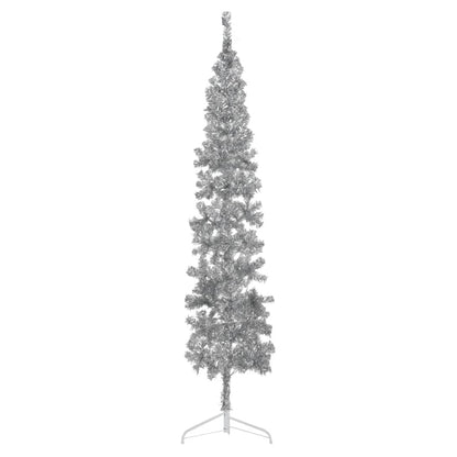 Künstlicher Halb-Weihnachtsbaum Ständer Schlank Silbern 210 cm