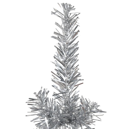 Künstlicher Halb-Weihnachtsbaum Ständer Schlank Silbern 210 cm