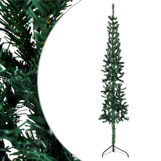 Demi-sapin de Noël artificiel avec support Slim vert 150 cm