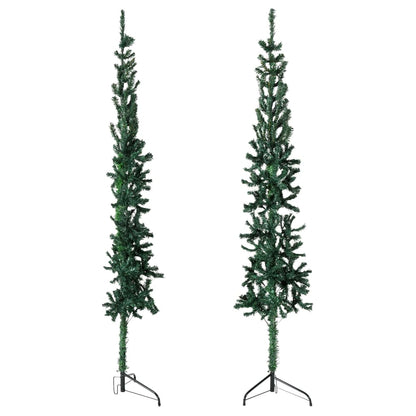 Demi-sapin de Noël artificiel avec support Slim vert 150 cm