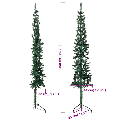 Demi-sapin de Noël artificiel avec support Slim vert 150 cm