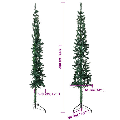 Künstlicher Halb-Weihnachtsbaum mit Ständer Schlank Grün 240 cm