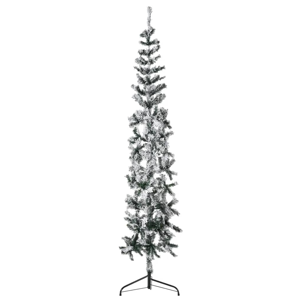 Künstlicher Halb-Weihnachtsbaum mit Schnee Schlank 180 cm - Platzsparend