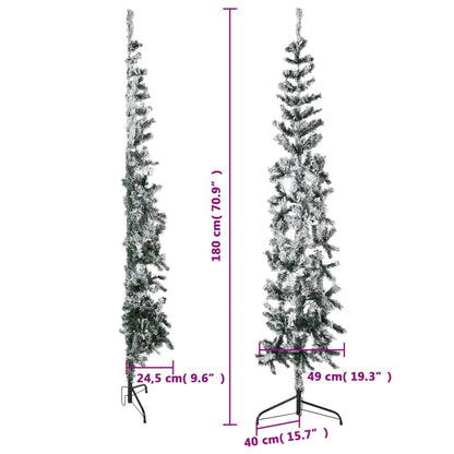 Künstlicher Halb-Weihnachtsbaum mit Schnee Schlank 180 cm - Platzsparend