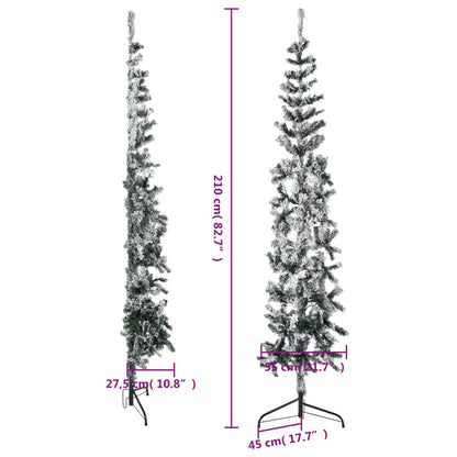 Künstlicher Halb-Weihnachtsbaum mit Schnee Schlank 210 cm