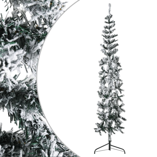 Demi-sapin de Noël artificiel avec neige Slim 240 cm